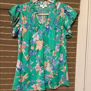 Floral Green Women's Top